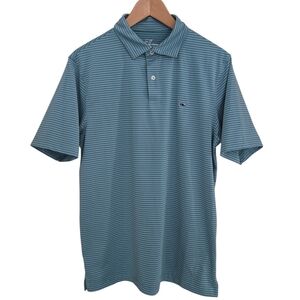 Vineyard Vines Performance Polo Shirt Mens Size Small Green Striped Short